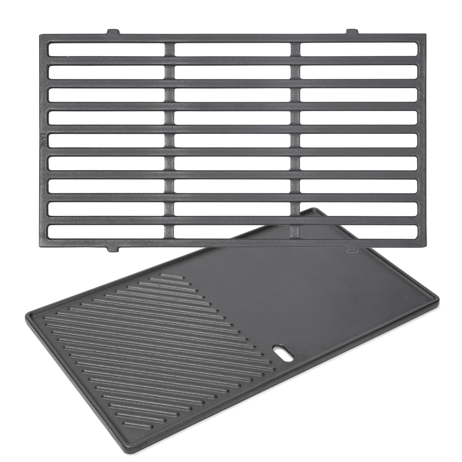 GFTIME 7637 44.5CM Grill Cooking Grate & Griddle for Weber Spirit E210/220 S210/220 Gas BBQ Grills (with Front Control Knobs), Cast Iron BBQ Grill Grid & Plate Replacement Part for Jamie Oliver