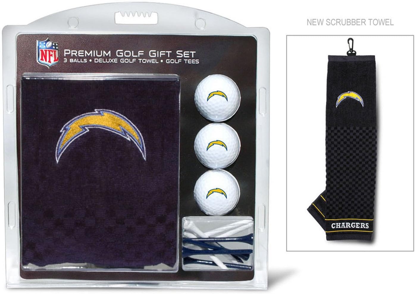 Team Golf NFL San Diego Chargers Gift Set Embroidered Golf Towel, 3 Golf Balls, and 14 Golf Tees 2-3/4" Regulation, Tri-Fold Towel 16" x 22" & 100% Cotton : Sports & Outdoors