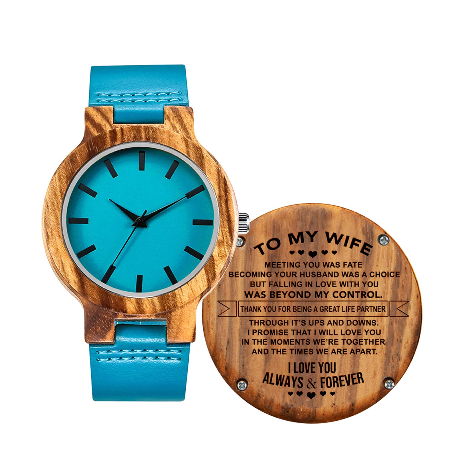 Kenon Engraved Wood Watches for Wife - Engraved to My Wife - Unique Gift for Her Watch Birthday Gift