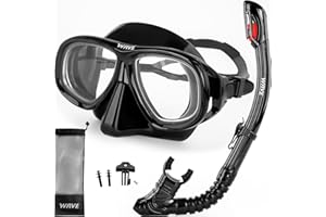 WAVE Nearsighted Snorkel Gear, Nearsighted Dry Snorkel Mask Set for Adult Youth, Nearsighted Anti Fog Diving Mask with Detachable Camera Mount & Adjustable Strap for Scuba Diving, Snorkeling, Freediving