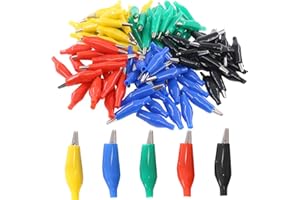 Glarks 100Pcs 1.4''/35mm Alligator Clips Crocodile Electrical Test Clamps Jumper Helper with Protective Insulation Cover for 