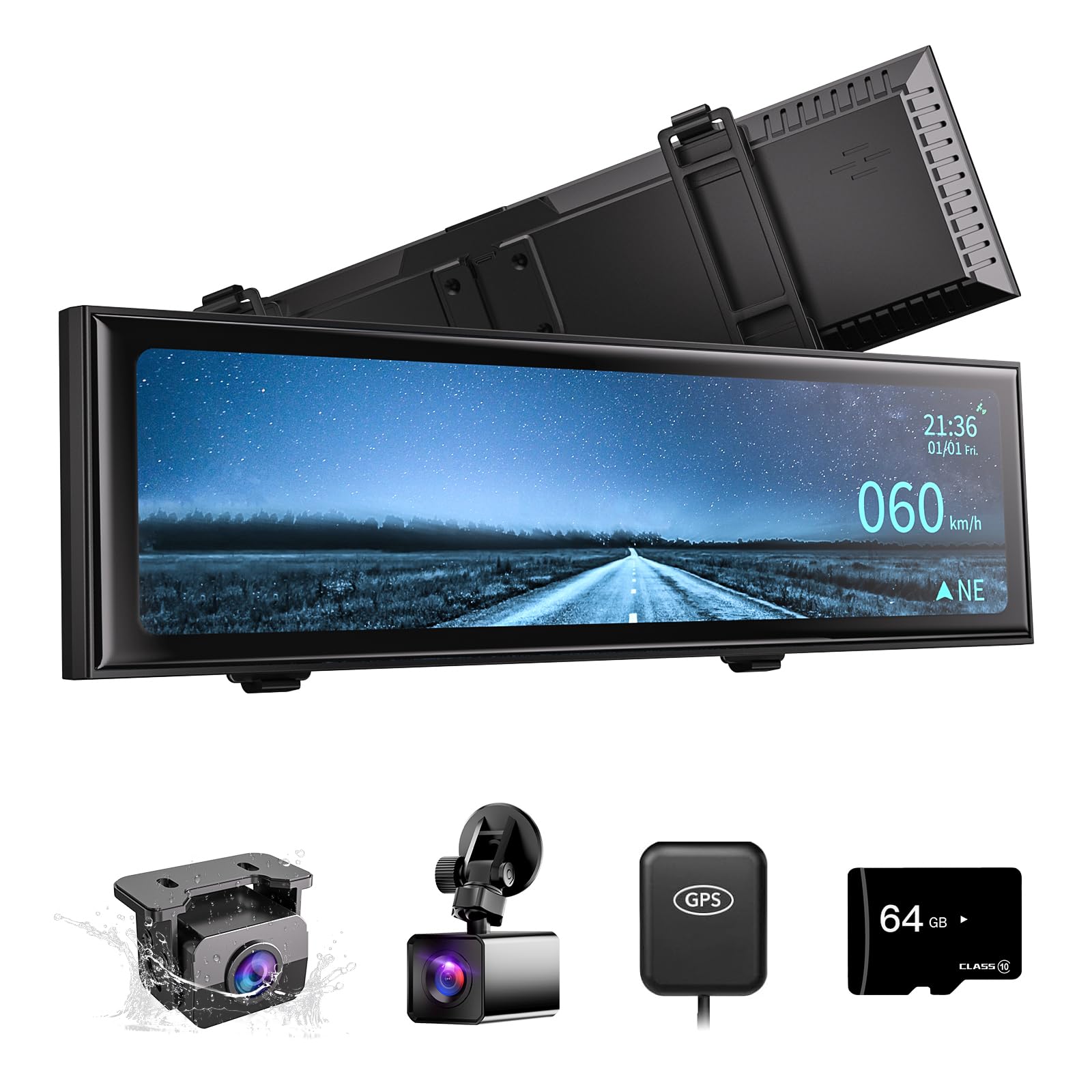 Photo 1 of Super Night Vision Rear View Mirror Camera with F1.0 Aperture Lens?AI Vision Radar?BSD HDR/WDR?Touch Screen Smart Mirror Dash Cam, Free 64GB Card & GPS,12" Backup Camera AKEEYO NV-X