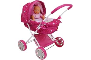 509 Crew Garden Pram N Doll Set - 14" Baby Doll & Folding Pram Set, Kids Pretend Play, Ages 3+