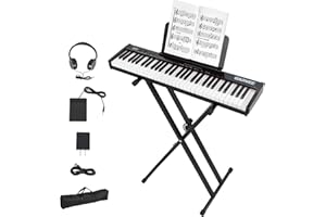 TRENDYHOM 61 Key Full Size Portable Electronic Keyboard Piano Set Built-in Speakers,Digital Piano,Electric Piano Keyboard,Bluetooth,Carrying Bag,Power Adaptor,Headphones,Note Sticker for Beginners