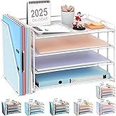 gianotter 4-Tier Paper Organizer With Magazine Holder, Desk Organizers and Accessories, Desk Accessories & Workspace Organizers, File Organizer for Office Supplies Storag (White, 4-Tier)