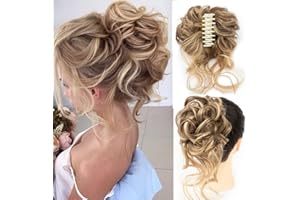 QIAORUIXIN Messy Hair Bun Hair pieces for Women Clip in Claw Hair Pieces Synthetic Chignon Super Long Tousled Updo Hair Bun Extensions Wave Curly Hairpieces for Daily Wear(12/24)