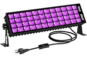 SHGPODA 100W LED Black Light Bar, IP66 Waterproof Blacklight with 6ft Cord+Plug+Switch, Black Lights for Neon Glow Party, Fluorescent Poster, Body Paint, Birthday, Bedroom, Halloween, Christmas