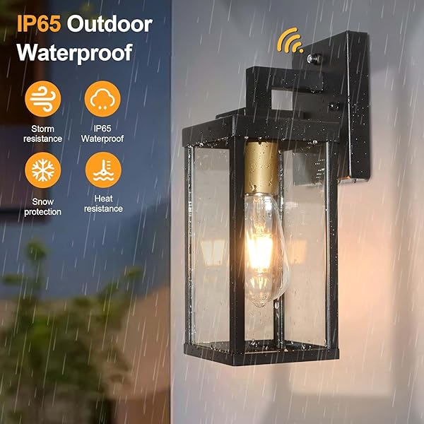 ALVIME LIGHTING HY90037BK DUSK TO DAWN OUTDOOR WALL LIGHT FIXTURE WITH PHOTOCELL SENSOR, BLACK, 4.5-IN X 13-IN, E26 BASE, WEATHER RESISTANT ALUMINUM