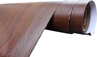Elton Self Adhesive Vinyl Sheet Wall Paper Contact Paper with 3D Wood Grain Texture for Furniture Almirah Cupboard Door and DIY Renovation Projects Cherry Brown Teak Wood Grain 2x16 Feet
