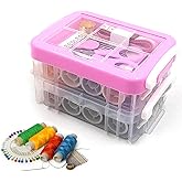 Sewing Kit for Adults,Sewing Kit Travel,2 Tier Sewing Kits(Pink)