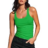 Artfish Women Sleeveless Ribbed Fitted Scoop Neck Full Length Racerback Basic Tank Tops