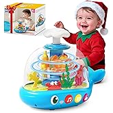 Whale Sensory Spinner Toy for Baby: Light Up Rotating Play with Music &ndash; Safe ABS Early Learning Educational Toys for 6 Months+ &ndash; Christmas Birthday Gift for Boys and Girls