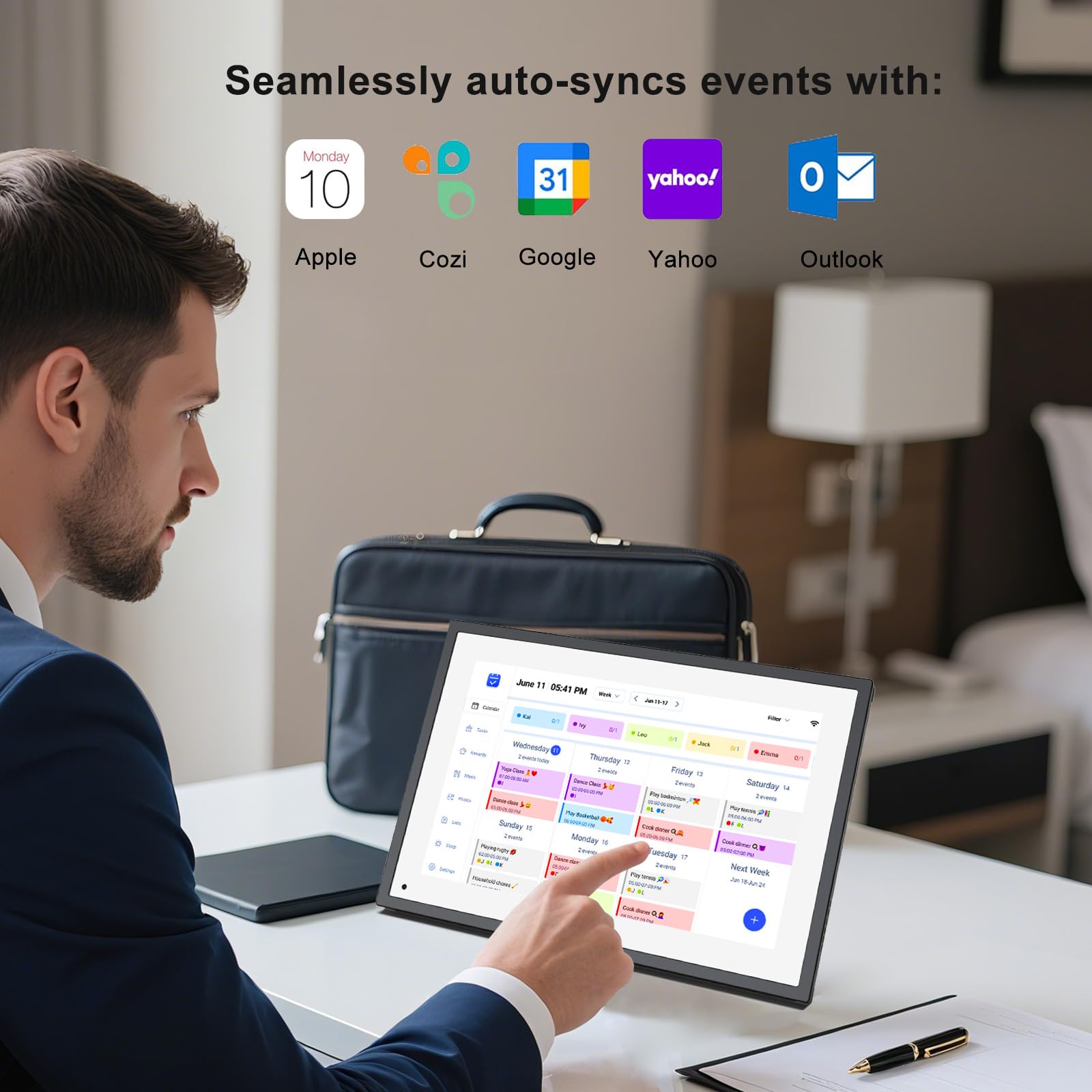 10.1 inch Wall Planner Digital Calendar & Chore Chart,Smart Touchscreen Interactive Display for Family Schedules,Hearth Display Digital Calendar,Electronic Picture Frame Share Moments from Anywhere