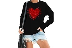 HUOVUD Valentine's Day Sweatshirt Women Funny Love Heart Graphic Valentines Shirt Casual Valentines Long Sleeve Pullover Top