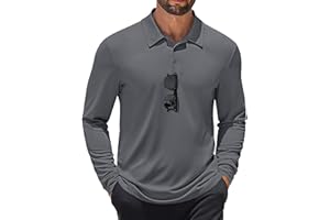COOFANDY Men's Long Sleeve Polo Shirts Quick Dry Moisture Wicking Lightweight Golf Shirts Casual Collared Shirt