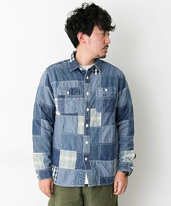 Amazon サニーレーベル ワイシャツ パッチワークデニムシャツ