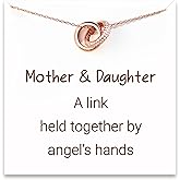 STORYJEWELLERY Christmas Gifts for Mom and Daughters, Mother Daughter Necklace, Daughter Birthday Gifts, Rose Gold Plated Interlocking Jewelry, Xmas Present