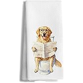 efgthyjdh053 Funny Golden Retriever Decorative Bathroom Hand Towels, Golden Retriever Lover Gifts, Dog Bathroom Decor Hand Towels for Washroom Restroom Toilet, 16x24 Inch
