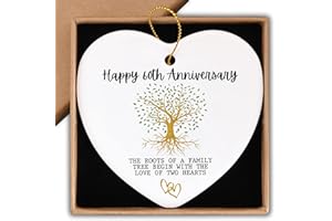 PIUZMNSIY 60th Anniversary Marriage Gifts for Couple Happy 60th Anniversary Ornament Keepsake Sign Heart Plaque Anniversary Romantic Couple Wedding Engagement Gifts for Her Him Wife Husband
