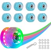 Nattork 8 Pack 82A Light up Roller Skate Wheels 54 * 32mm with Bearings Installed Luminous Quad Light Up Wheels Skating Accessories For Double Row Skates Outdoor And Indoor Use