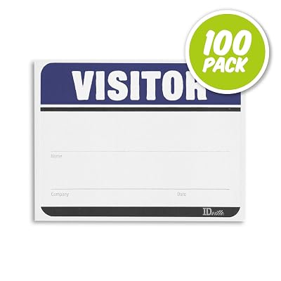 Visitor Name Badge Stickers - Adhesive Name Tags Fill in The Blank Visitor Labels - Blue - 100 Pack