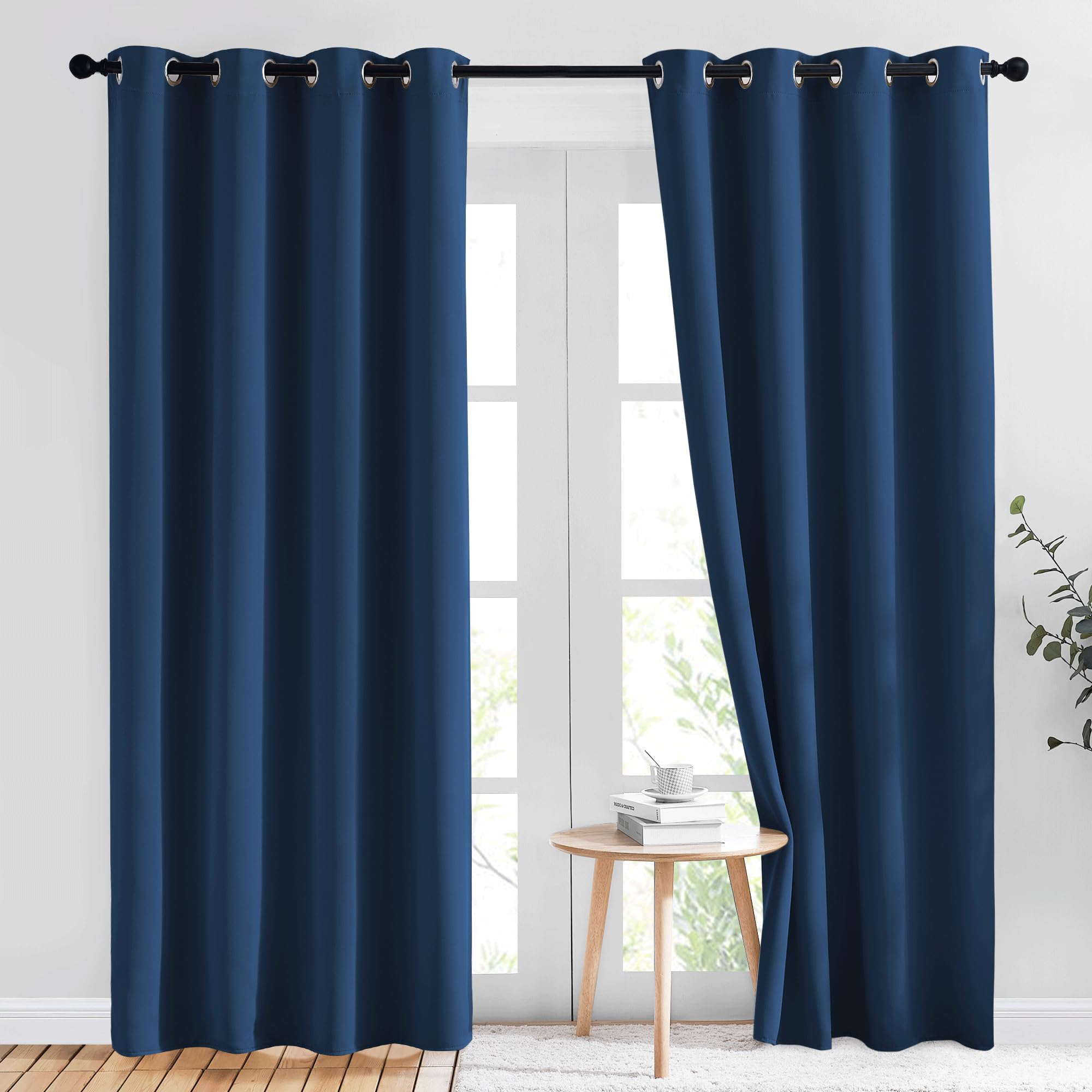 Photo 1 of NICETOWN Room Darkening Curtains 84 inch Length 2 Panels, Thermal Insulated Grommet Blackout Curtains for Modern Casual Elegant Bedroom Kids Room Theme Decoration (Moroccan Blue, 2 Pieces, W52)