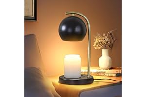 EJIAXIN Candle Warmer Lamp Gifts for Women - Dimmable Scented Wax Melt Warmer with Timer - Housewarming Gifts for Home Bedroom Decor, Xmas Birthday Gifts for Mom, 2 Bulbs, Black