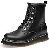 Athlefit Women's Lace-Up Low Platform Combat Ankle Boots | 1.38-Inches Low Heel, Short Booties Shoes with Side Zipper, Ideal for Fall Winter Daily Wear,Outdoor Hiking,City Walk