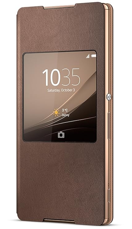 Sony Mobile Flip Folio Hülle Smart Style Window Case Cover mit Fenster für Sony Xperia Z3+ - Kupfer