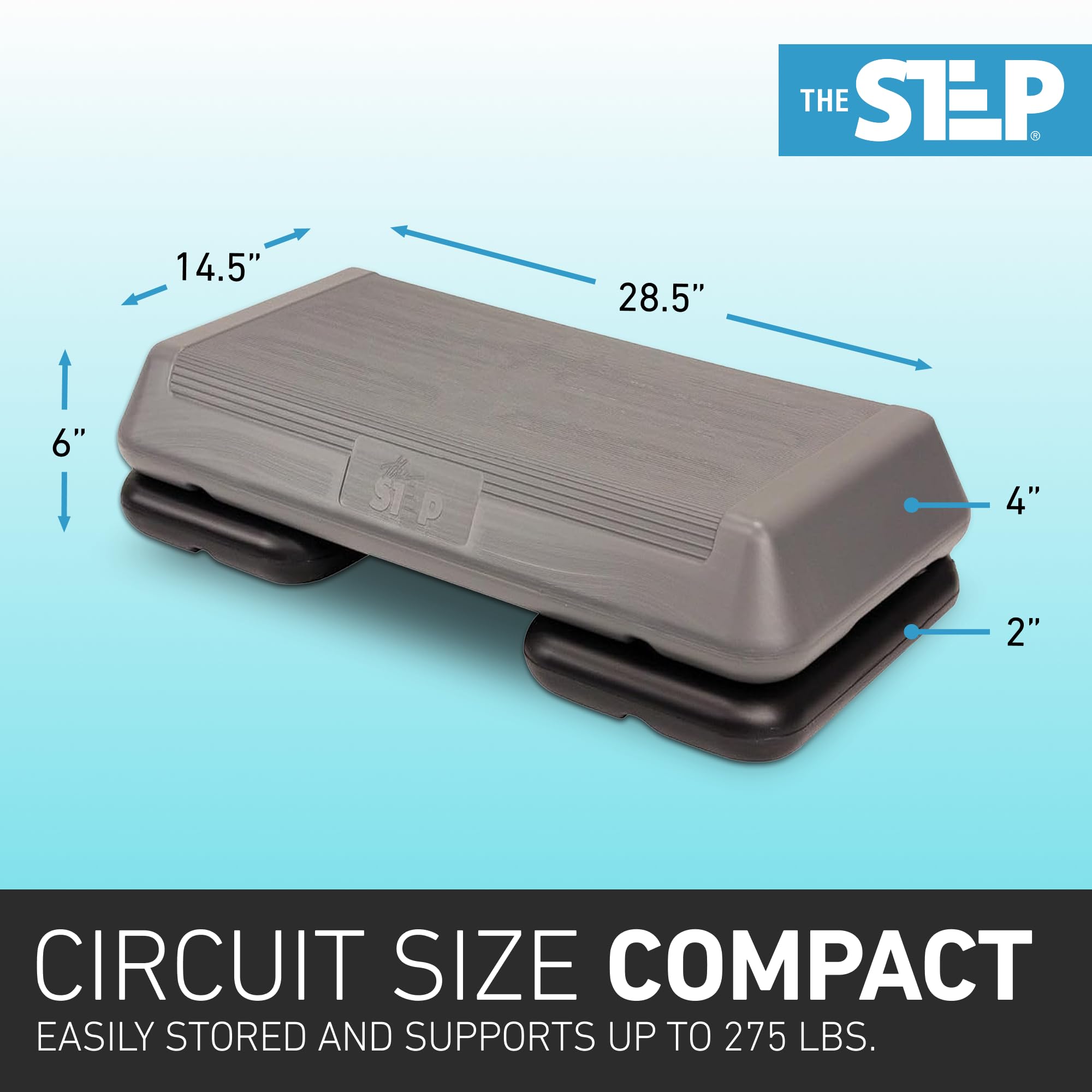 Freestyle STEP Exercise Step Platform, Circuit Size Stepper for Exercise at Home with 2 Risers