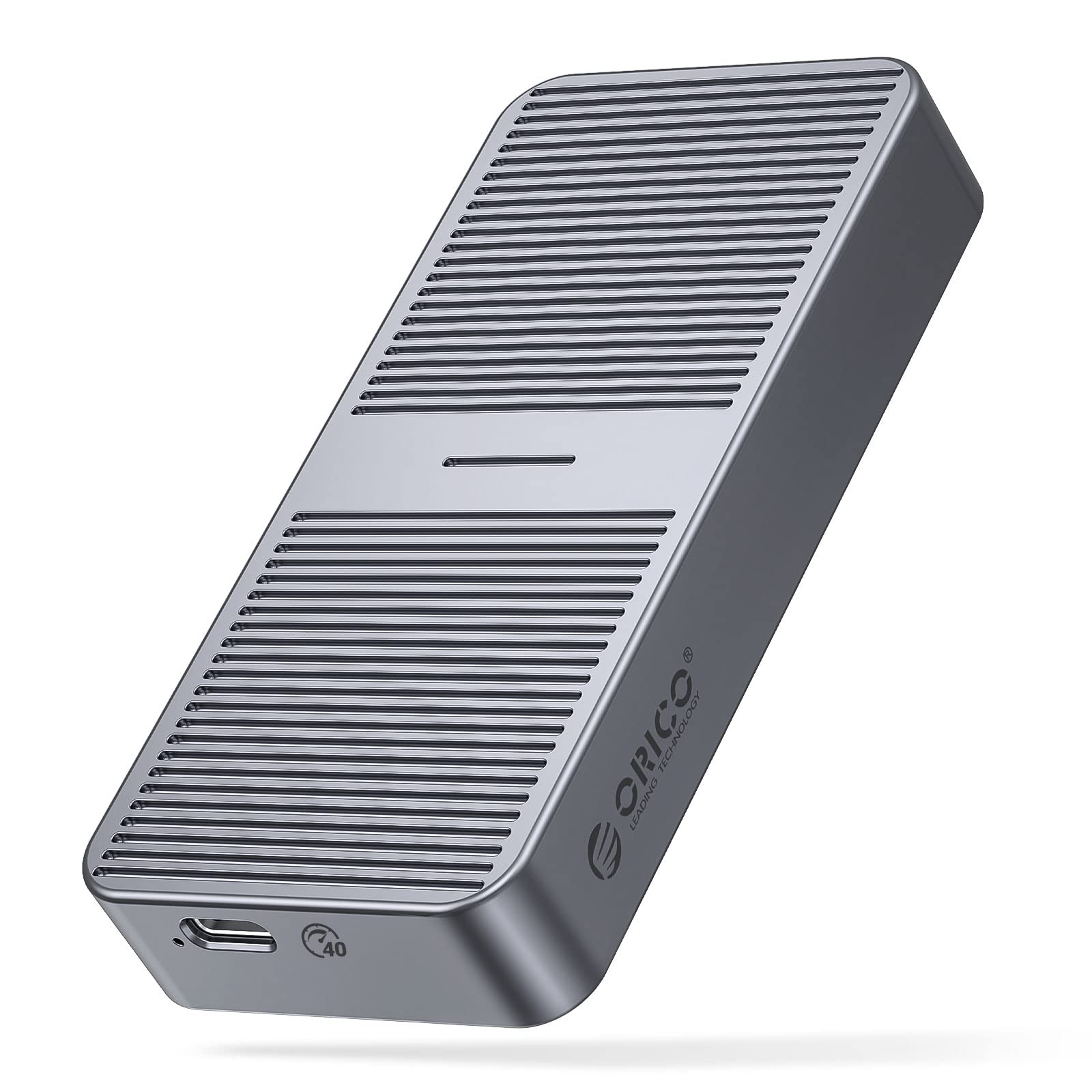 Photo 1 of ORICO 40Gbps NVMe SSD Enclosure, M.2 to USB-C Adapter for NVMe M-Key 8TB SSD Max, Aluminum M2 External SSD Case, Compatible with Thunderbolt 3/4 USB3.2/3.1/3.0/Type - M224 Gray