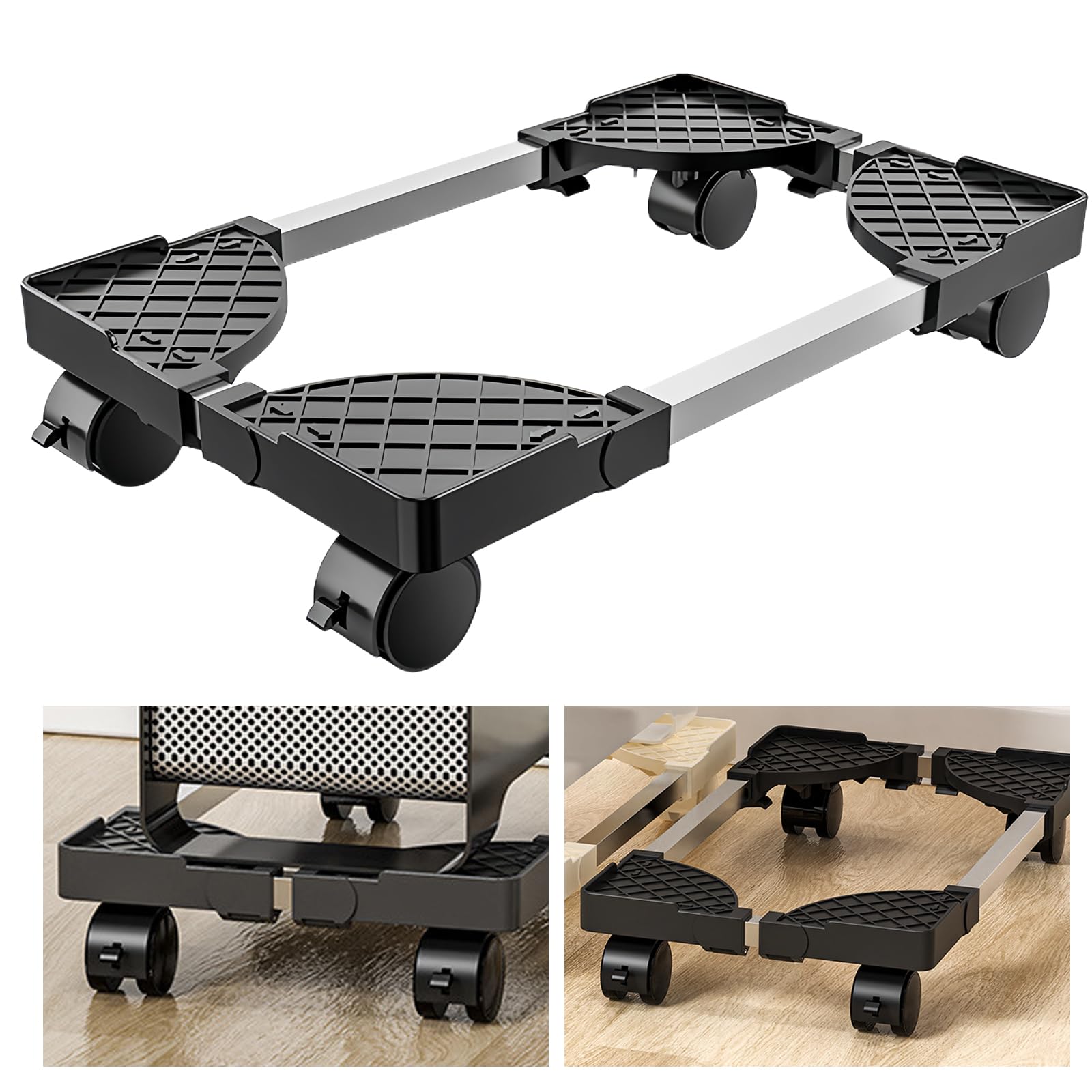 SPORWAY CPU Ständer: Einstellbare PC Halterung mit 4 Rollen, Unterschreibtisch Computer Ständer für Tower Gehäuse (Schwarz)