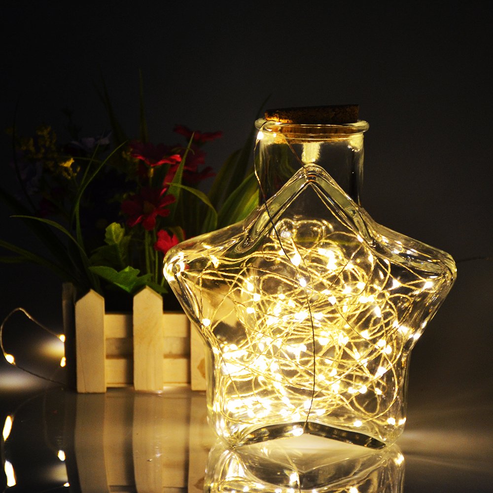 BOLWEO 9 Modes Battery Powered Christmas String Lights with Remote Timer, 5M/16.4Ft 66LEDs Warm White Fairy Copper Wire Lights for Indoor Outdoor Home Garden Christmas Tree Bedroom Decoration