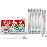 cleaings&reg; 48 Pcs Disposable Mini Toothbrush - Pre-Pasted with Mint Toothpaste &amp; Toothpick - Travel Size Toiletries - 2 Packs of 24 - Mint Flavor