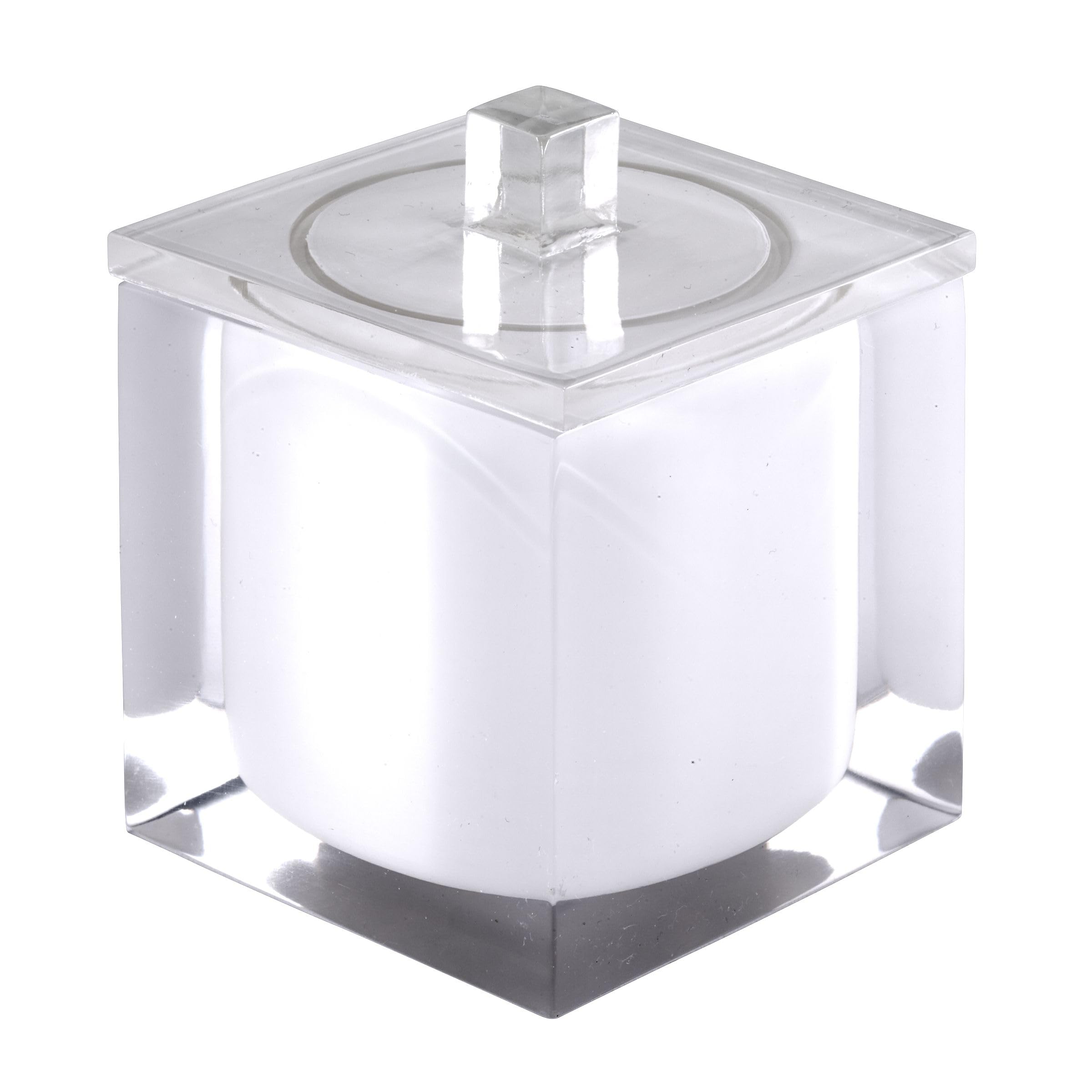 Photo 1 of IZOD - Covered Jar, Multipurpose Countertop Accessories, Durable Resin Organizer, Dorm Room Essentials, Sleek Modern Home Decor (Marina Collection, White)