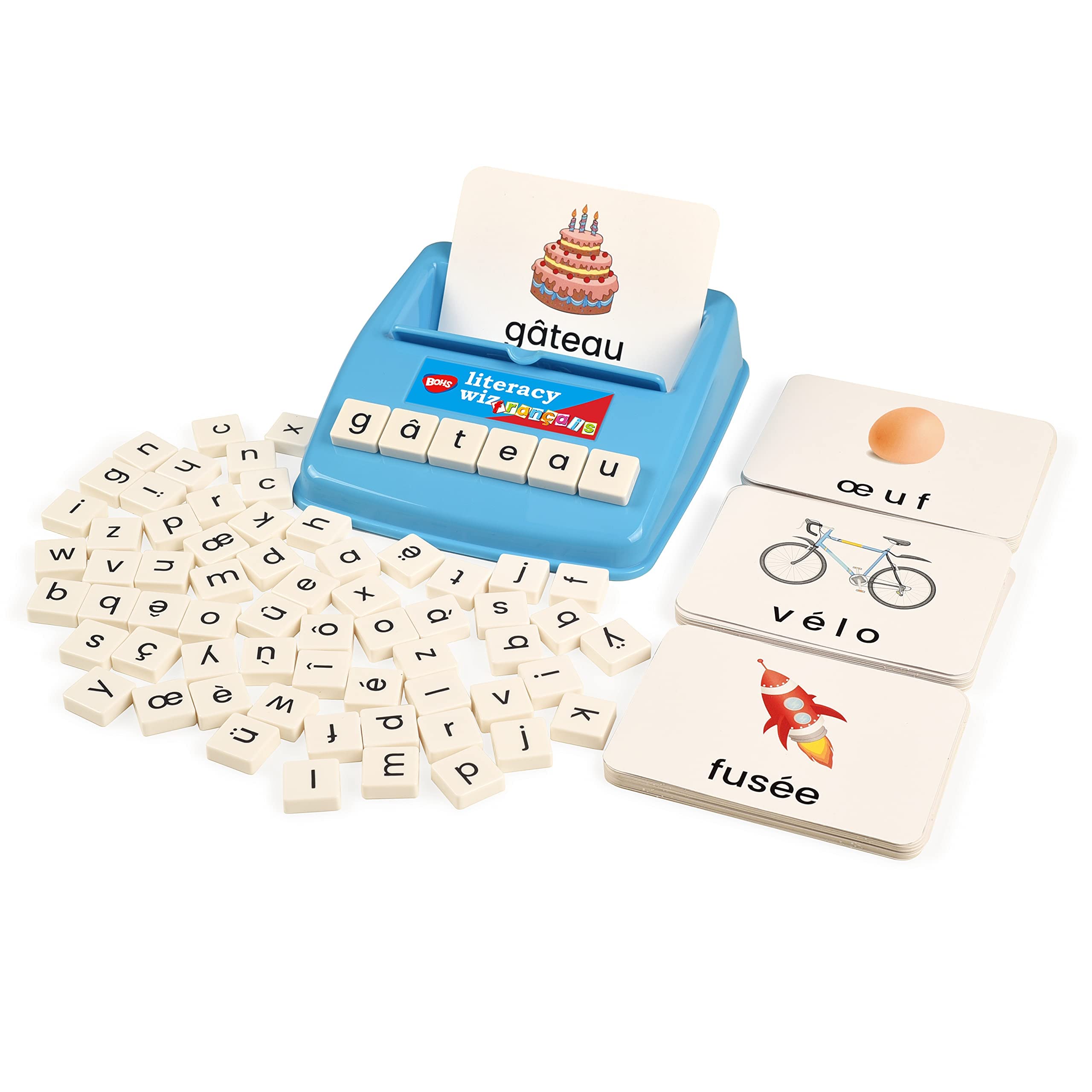 BOHS French Literacy Wiz Fun Game - Lower Case Sight Words - 60 Flash Cards - Preschool Language Learning Educational Toys