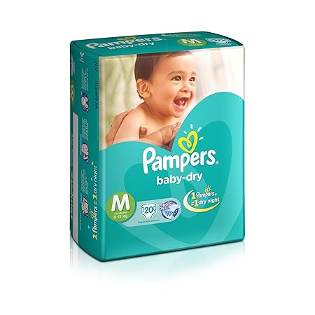 Pampers Baby Dry Diapers - 20 Pieces (Medium)