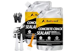 AUTOSEL Concrete Crack Filler, Pro Cement Crack Filler, Asphalt Crack Filler,Slab Concrete Crack Waterproof, Self-Leveling Driveway Crack Filler, Quick-Drying Sealing Adhesive, Crack Filler Black-2 Pcs