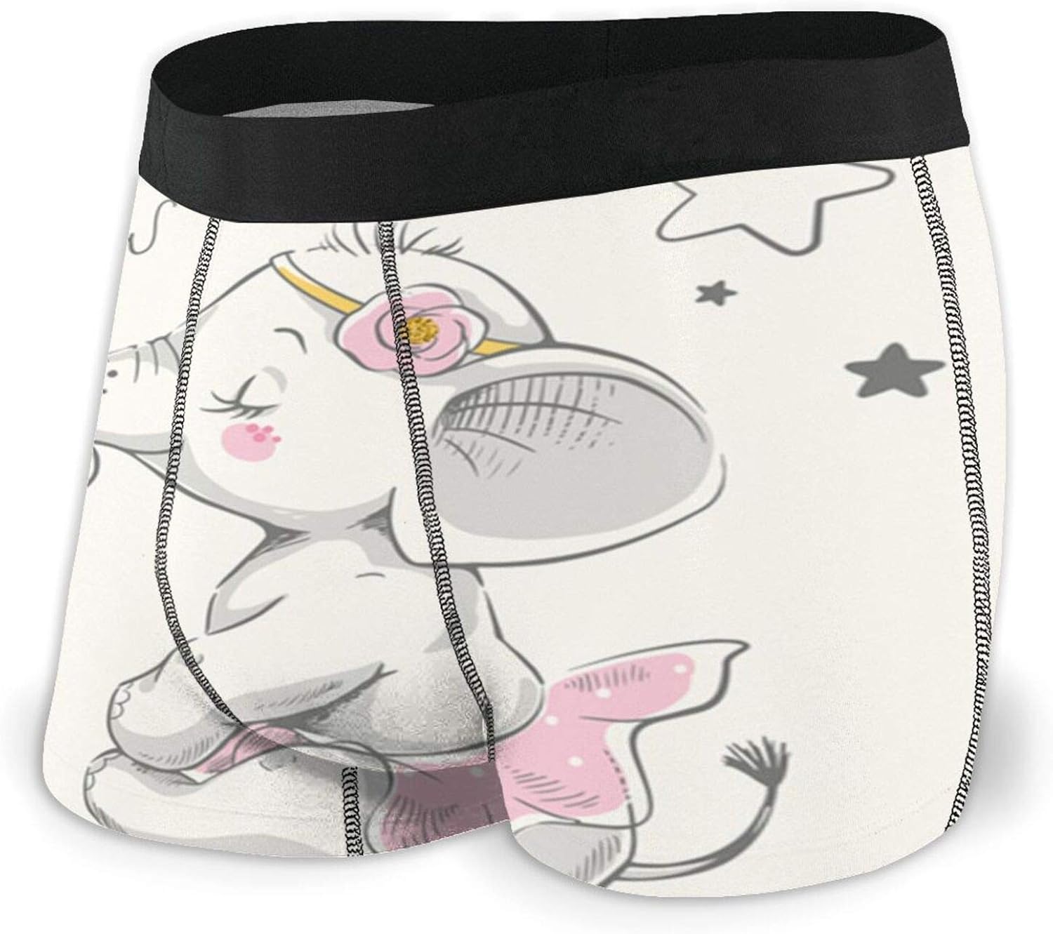 Cute Elephant Cartoon Men's Underwear Trunk Breathable Boxer Briefs