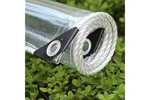 GQZGGXX 8' X 10' Outdoor Clear Tarp Curtain Waterproof Wind-Proof 0.35mm Transparent Vinyl Tarp for Patio Pergola Garden Canopy Rainproof Anti-Tear PVC Thick Cover with Grommets