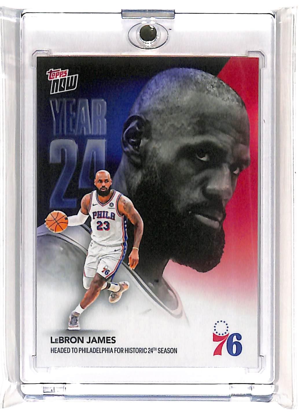 Topps Now LeBron James Year 24 Philadelphia 76ers Trading Card In Magnetic Snap Holder