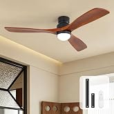 Sofucor 52 Inch Wood Ceiling Fan with Lights and Remote Modern | Low Profile, Flush Mount, 6-Speed 3-CCT with Timer, Dimmable, Reversible DC Motor Quiet for Bedroom/Living Room/Patio