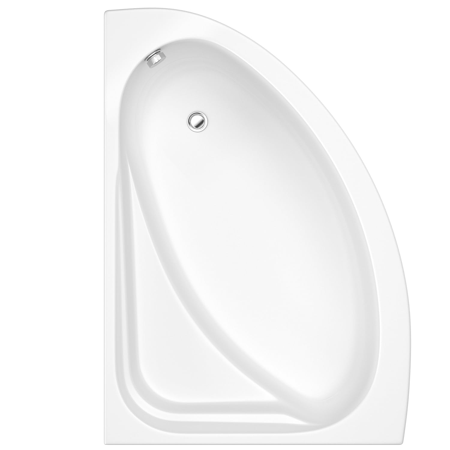 1495mm Orlando Right Hand Modern White Curved Offset Corner Bath & Front Panel Bathroom Set
