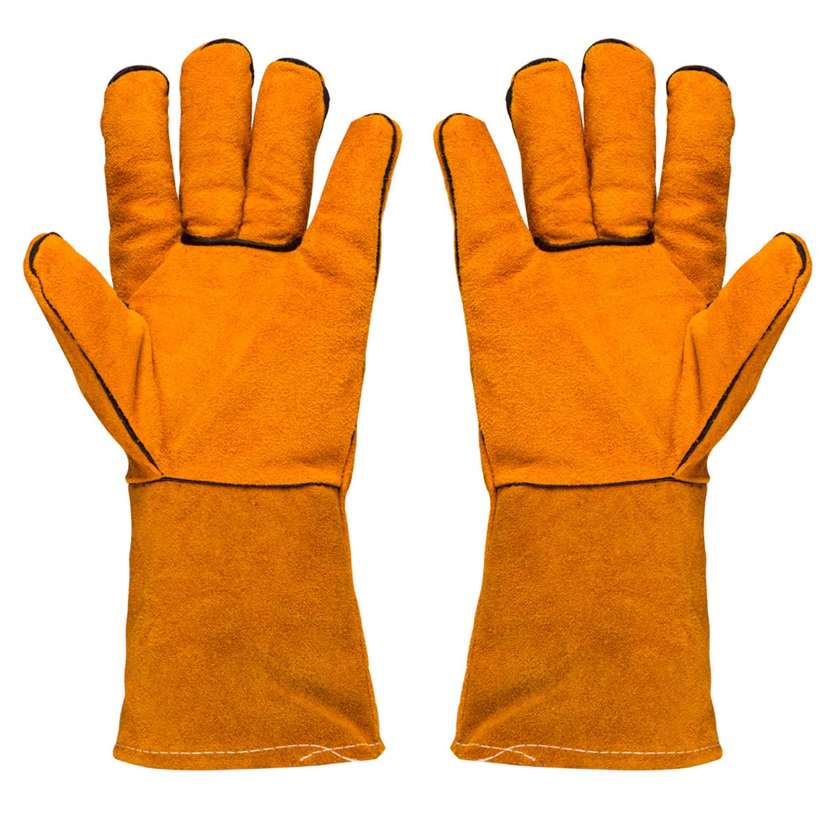 Welding Gloves,14" Lined Leather Welders Gauntlet, Heat Resistant eBay