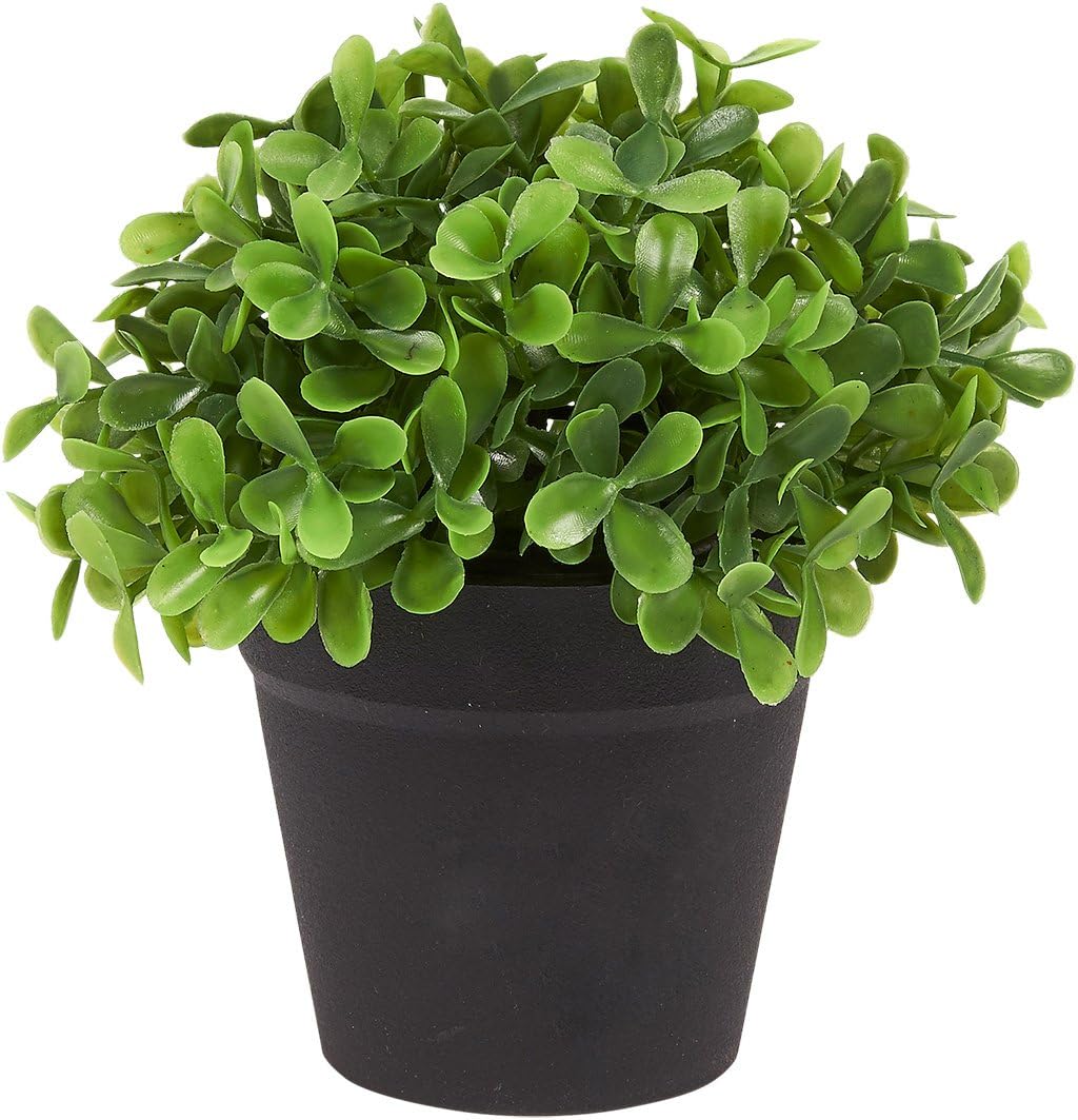 Juvale 3-Pack Mini Fake Plants Decoration, Potted Artificial Plants for Indoor Outdoor Home Décor, with Black Plastic Pots, 5 x 5.2 x 5 Inches -