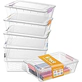 Sooez 6 Pack Pencil Boxes, New Extra Large Pencil Case, Plastic Crayon Pen Box, Clear Marker Organizer Craft Storage, Plastic Containers with Lids, Stackable Art Storage Box for School Supplies