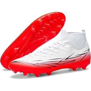 Lumikick Unisex High Top Soccer Cleats Lightweight Mens Football Cleats with Ankle Support & Traction for Multi-Surface Train