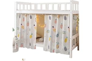 Qubanda Dorm Home Bunk Nets Bed Curtains Cloth Bed Canopy Blackout Students Curtain Shading Nets Breathable Dustproof Single Sleeper (Pineapple Pattern, 2 Bed Curtain(45.3 * 78.7IN))
