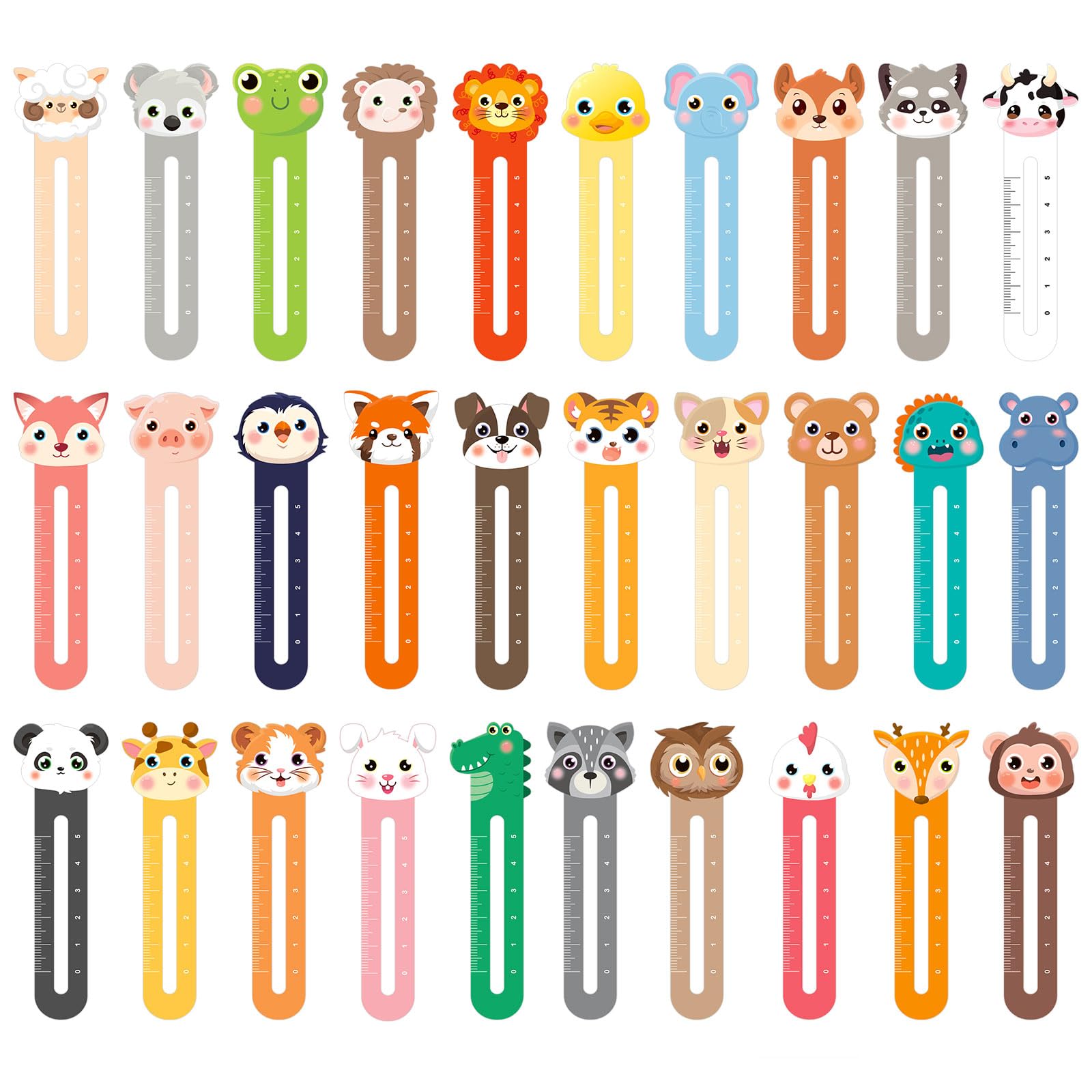 JSRQT 30 PCS Bulk Cute Animal Bookmarks Multipack Book Mark Paper Page Clips Personalised Bookmark Ruler Markers School Rewards Cardboard Lover Gifts