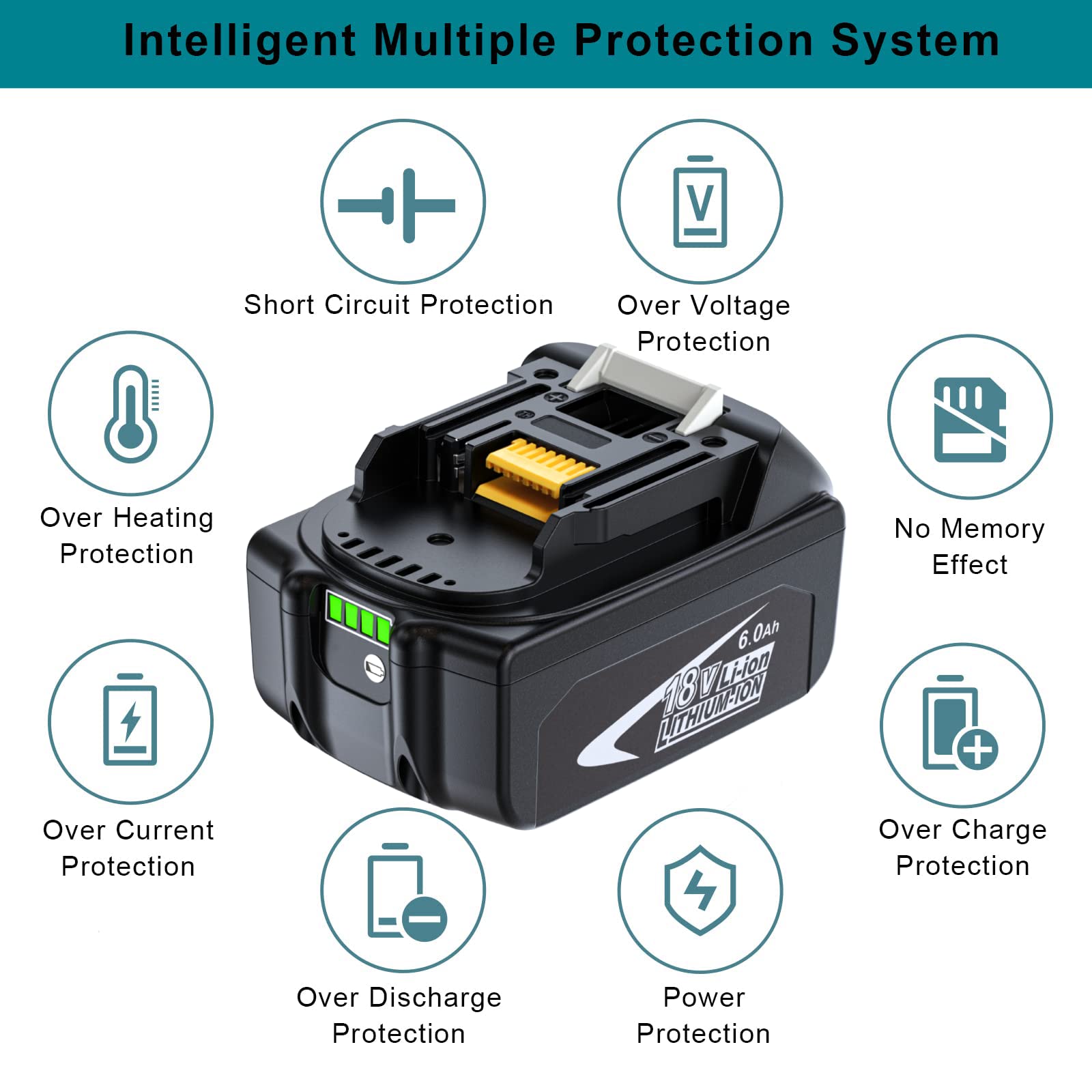 18V 6.0Ah Battery 18 Volt for Makita LXT BL1830 BL1850 BL1860 LITHIUM